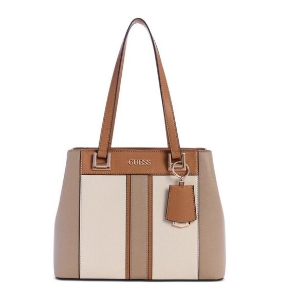 Guess Trixy faux-leather medium tote shopper bag - Taupe /Beige (Used) - Picture 1 of 12